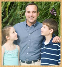 stock photo of man with son and daughter